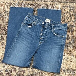 Citizens Of Humanity Blue Straight Leg Isola Cropped Jeans